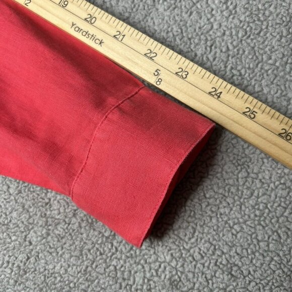 Eileen Fisher Linen Top S Coral Button Up Asymmetrical Hem Organic Irish Linen - Picture 9 of 11